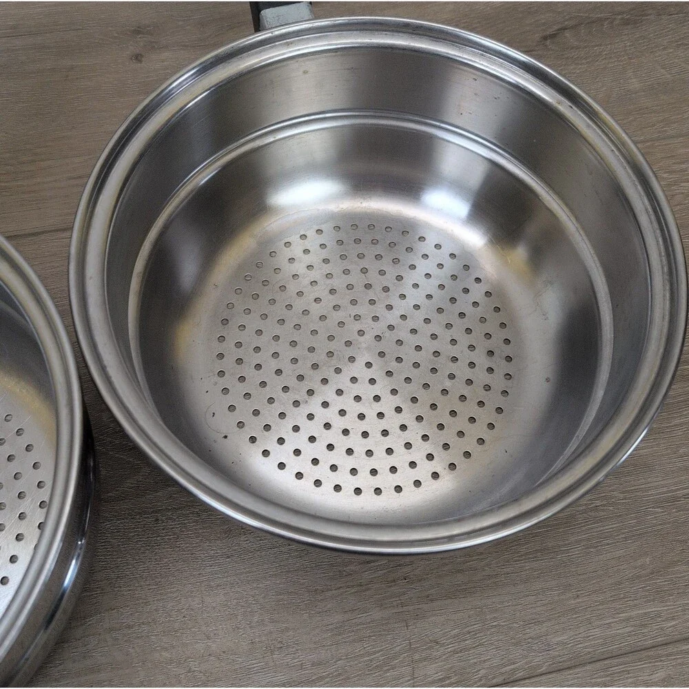 Lot Of 2 Saladmaster 8” Steamer Inserts Strainer Colander Stainless Steel